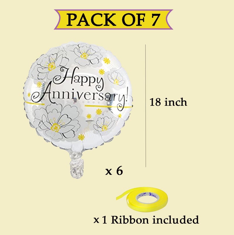 AMFIN® (Pack of 7) Happy Anniversary Foil Balloon/Anniversary Decoration foil/Foil Decoration Anniversary/Suprise Anniversary Balloon - Image 2