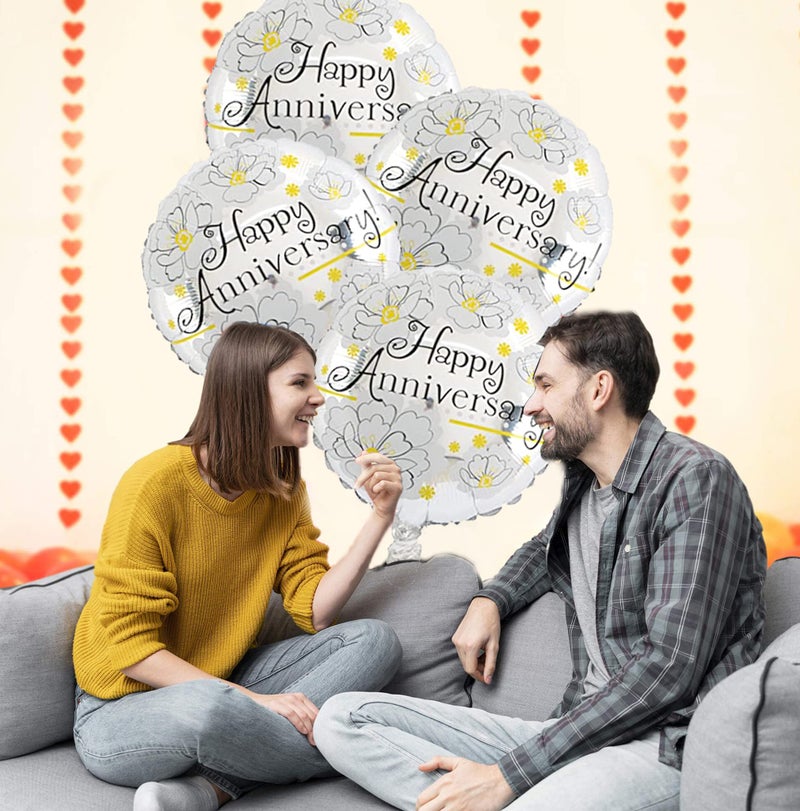 AMFIN® (Pack of 7) Happy Anniversary Foil Balloon/Anniversary Decoration foil/Foil Decoration Anniversary/Suprise Anniversary Balloon - Image 3