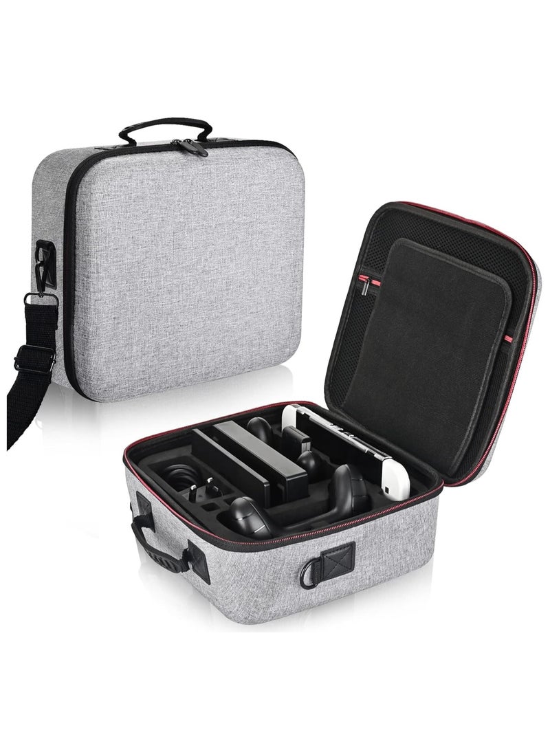 Portable Storage Case for Nintendo Switch and Switch OLED - Large Carrying Case for Console and Accessories, Easy to Clean, Grey Color. Perfect for On-the-Go Gaming! - Image 1