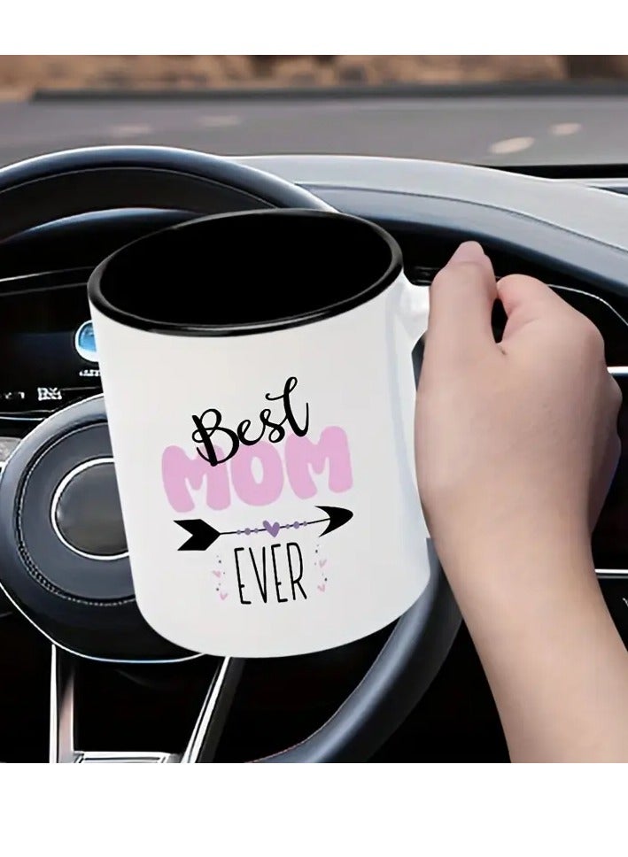 RYN Best Mom Ever" 11oz White Ceramic Coffee Mug with Black Accents - Dishwasher & Microwave Safe, Ideal Gift for Mother's Day, Birthdays, Holidays, Christmas, and New Year, Mother's Day Mug | Playful Typography | Dishwasher Safe - Image 3