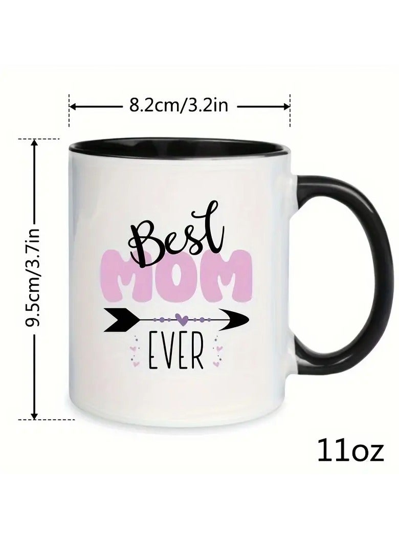 RYN Best Mom Ever" 11oz White Ceramic Coffee Mug with Black Accents - Dishwasher & Microwave Safe, Ideal Gift for Mother's Day, Birthdays, Holidays, Christmas, and New Year, Mother's Day Mug | Playful Typography | Dishwasher Safe - Image 4