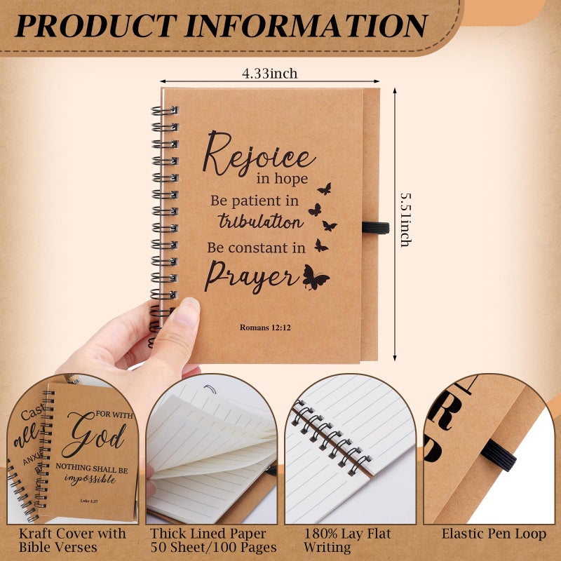 NEOACT 90 Pcs/30 Set Christian Gifts Bulk - Prayer Journal Scripture Notebook with Ballpoint Pen and Christian Bookmark,Christmas Gifts for Pastor Church Members Bible Study Groups - Image 3