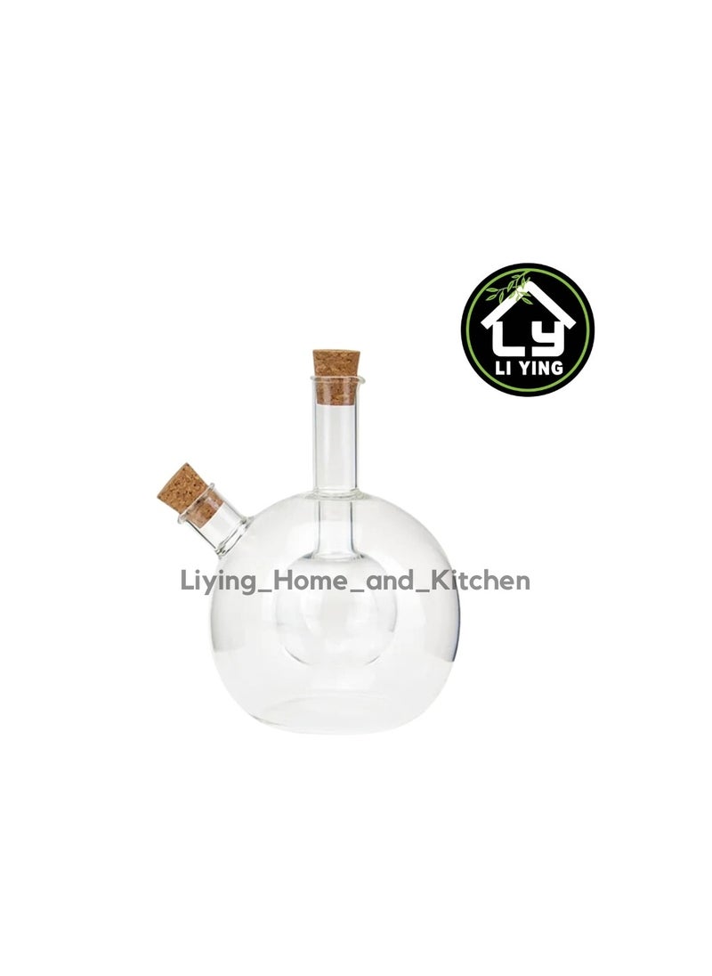 Generic - Liying 1Pcs Premium Glass Elegant 2in1 Oil and Vinegar Dispenser for Kitchen | for Salad Dressing & Cooking | 250ML - Image 1