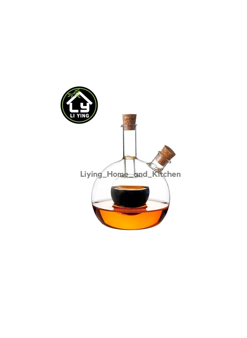 Generic - Liying 1Pcs Premium Glass Elegant 2in1 Oil and Vinegar Dispenser for Kitchen | for Salad Dressing & Cooking | 250ML - Image 1