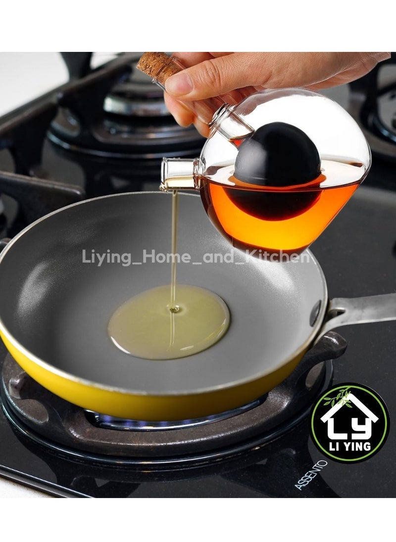 Generic - Liying 1Pcs Premium Glass Elegant 2in1 Oil and Vinegar Dispenser for Kitchen | for Salad Dressing & Cooking | 250ML - Image 1