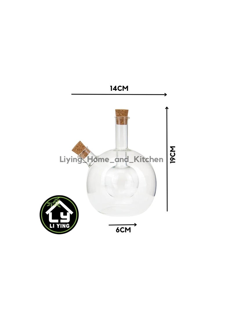 Generic - Liying 1Pcs Premium Glass Elegant 2in1 Oil and Vinegar Dispenser for Kitchen | for Salad Dressing & Cooking | 250ML - Image 1