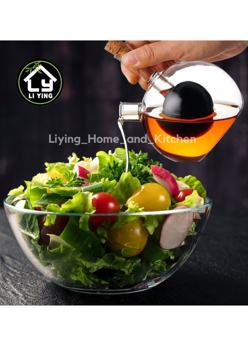 Generic - Liying 1Pcs Premium Glass Elegant 2in1 Oil and Vinegar Dispenser for Kitchen | for Salad Dressing & Cooking | 250ML - Image 1