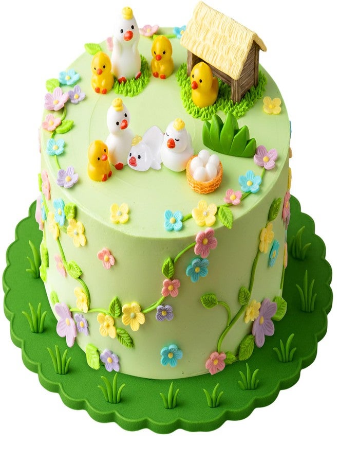 Soulchen 18 Pcs Duck Cake Decorations Resin Duck Birthday Cake Topper Thatched House Egg Grass Farm Animal Birthday Party Supplies for Party Supplies Farm Celebration Photo Props - Image 1