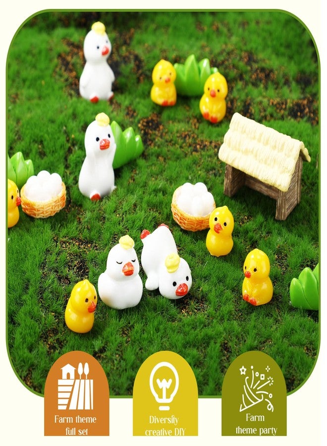 Soulchen 18 Pcs Duck Cake Decorations Resin Duck Birthday Cake Topper Thatched House Egg Grass Farm Animal Birthday Party Supplies for Party Supplies Farm Celebration Photo Props - Image 4
