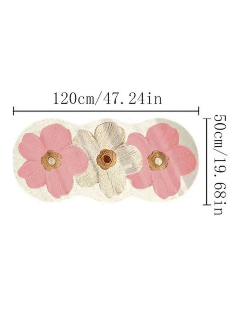 لوبيتيز سجاد فرش الزهور القياسي غير المنتظم ، يستخدم للسجاد المضاد للانزلاق في الغرف وغرف المعيشة ، والسجاد الديكور الداخلي ، (الوردي ، 120 * 50 سم) - Image 4