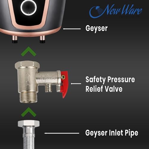 NEW WARE Electric Water Heater Pressure Relief Safety Valve 0.9 MPa | Heavy-Duty Metal Check Valve for Geyser Protection | Pack of 2 - Image 5