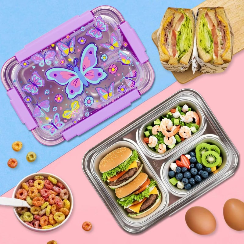 PowerKing Stainless Steel Bento Lunch Box for Kids, 710ml/23.5oz BPA-Free Leak-Proof Children Food Containers with 3 Compartments, Back to School Students Daycare Lunches Snack Container Size for Age 4-8 - Image 5