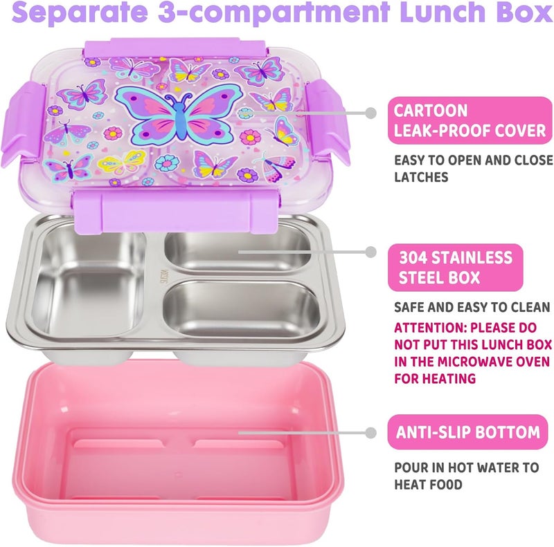 PowerKing Stainless Steel Bento Lunch Box for Kids, 710ml/23.5oz BPA-Free Leak-Proof Children Food Containers with 3 Compartments, Back to School Students Daycare Lunches Snack Container Size for Age 4-8 - Image 3