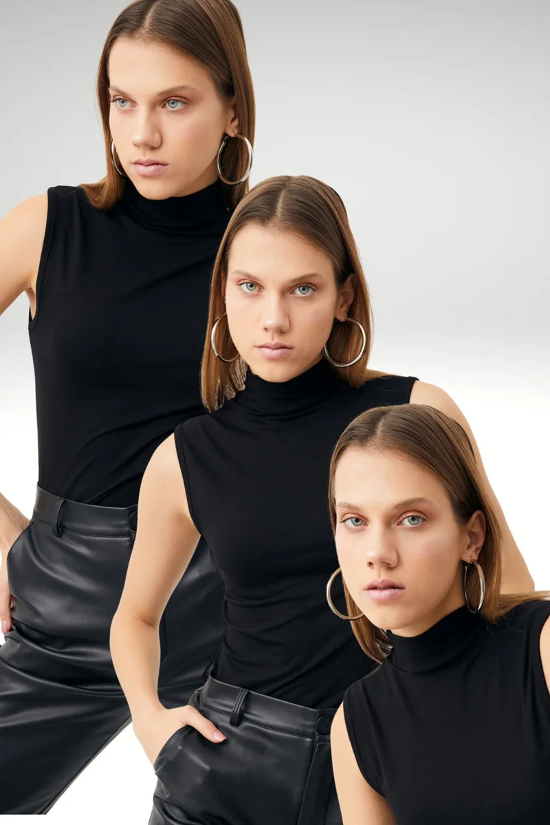Bipantolon BIPANTOLON Women's 3-Pack Ribbed Half Turtleneck Bodysuits