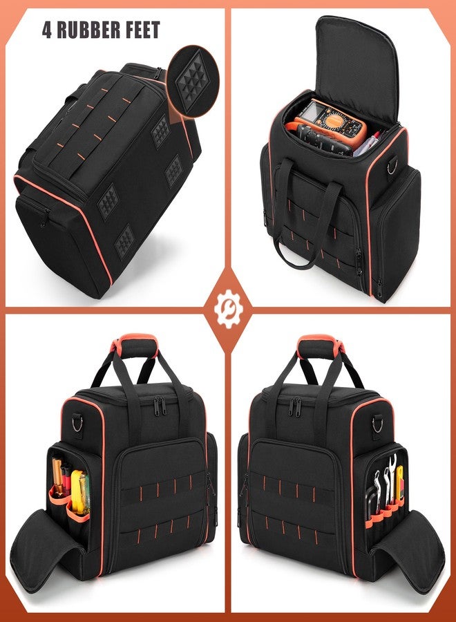 Marscamd Tool Bag with 3 Removable Cases, 2 Layers Tool Tote for Hand Tools, Black with Red Binding - Image 4