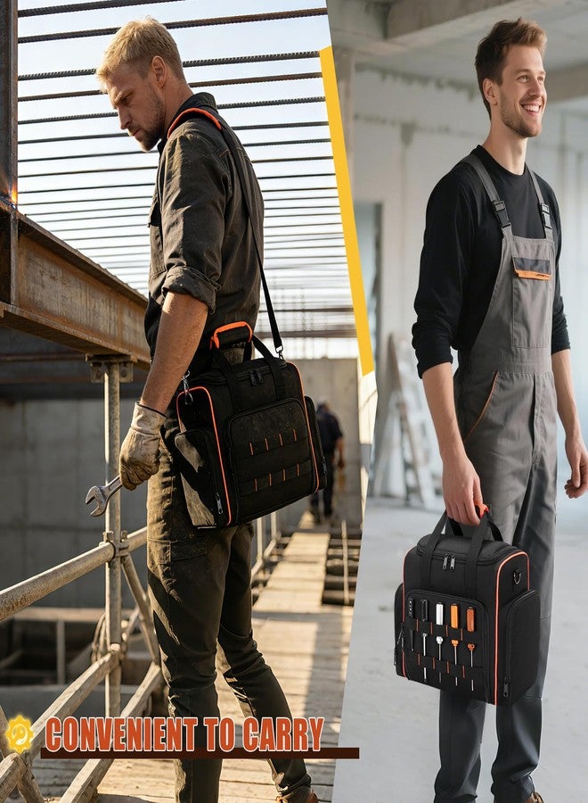 Marscamd Tool Bag with 3 Removable Cases, 2 Layers Tool Tote for Hand Tools, Black with Red Binding - Image 5