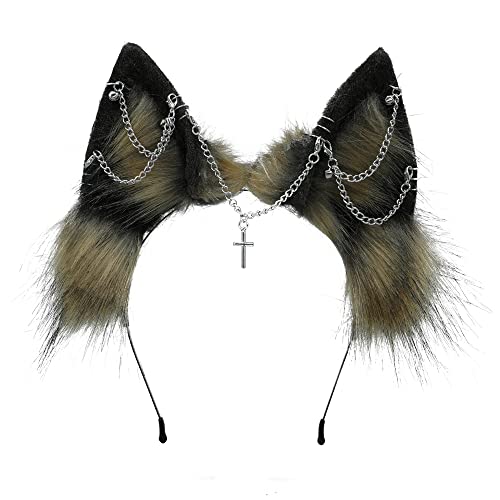 VIGVAN Fox Cosplay Costume with Fluffy Ear Tail Set for Halloween (C Brown Black) - Image 2