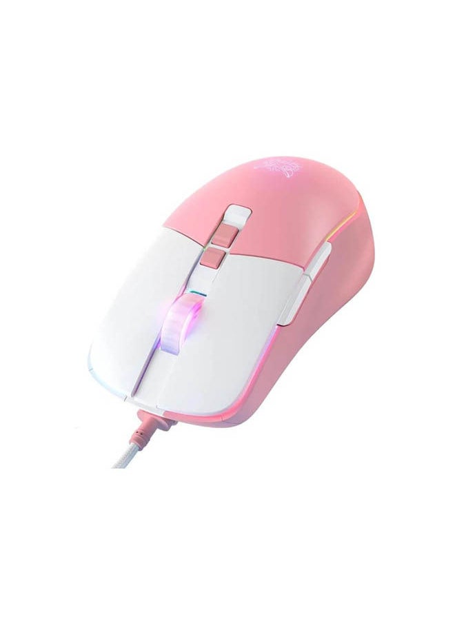 onikuma ONIKUMA CW916 Gaming Mouse - Optical Sensor  - Braided Cable - RGB Lighting - DPI Controll Button - 7 Buttons -White Pink  - Image 2
