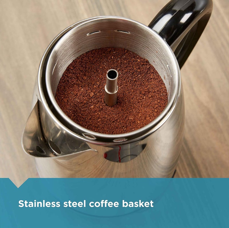 Farberware Electric Coffee Percolator, Stainless Steel Basket, Automatic Keep Warm, No-Drip Spout, 8 Cup - Image 3