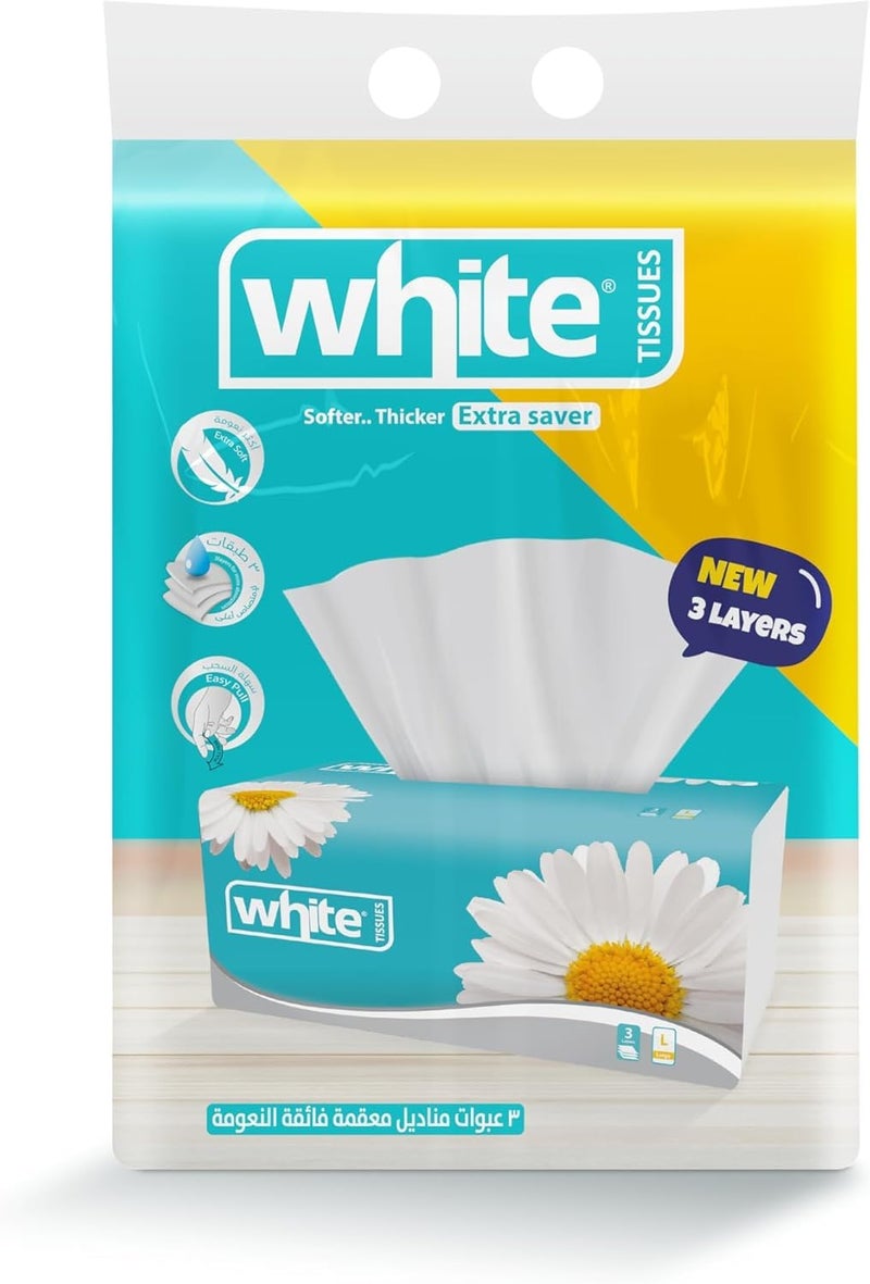 White Tissue 500 Tissues 3 Ply Pack of 3 - Image 1