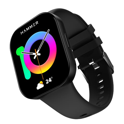 HAMMER Robust 1.96" AMOLED Smart Watch for Men with BT Calling, 410 * 502 PX, Always on Display, 800 Nits, Multi Sports Modes, 60Hz Refresh Rate (Charcoal Black) - Image 1