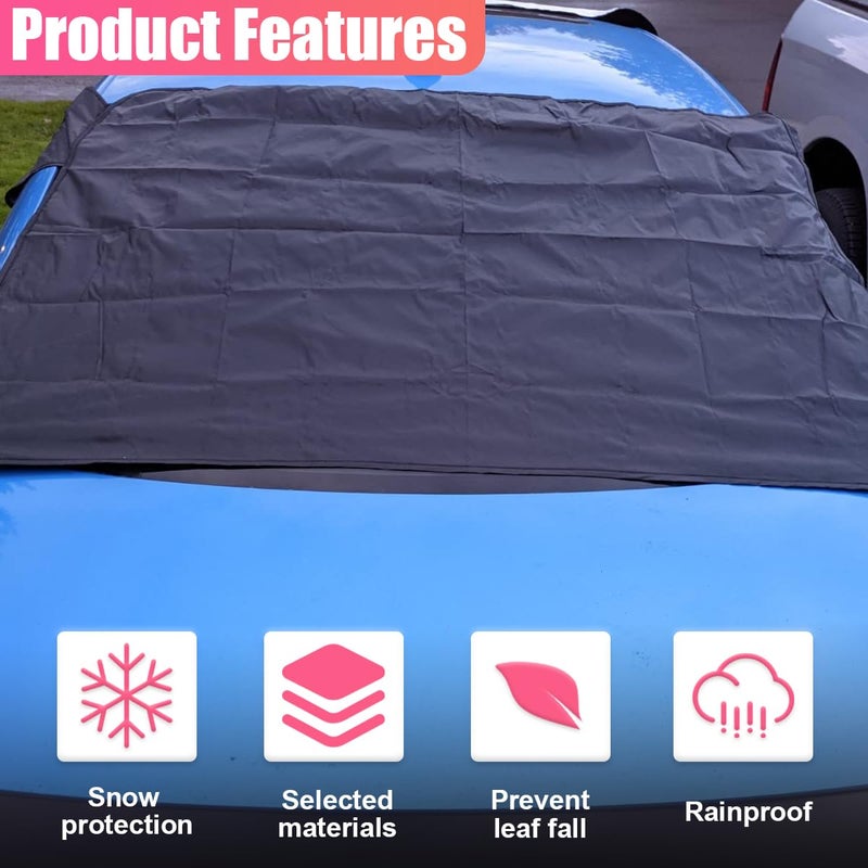 UHANBUT Car Rear Windshield Snow Ice Cover, Oxford Waterproof Auto Sun Shade, 57'' Ã— 35'' Vehicle Windproof Protect Cover, Winter Frost Automotive Exterior Accessories for SUV, Sedan, Truck (Rear) - Image 3
