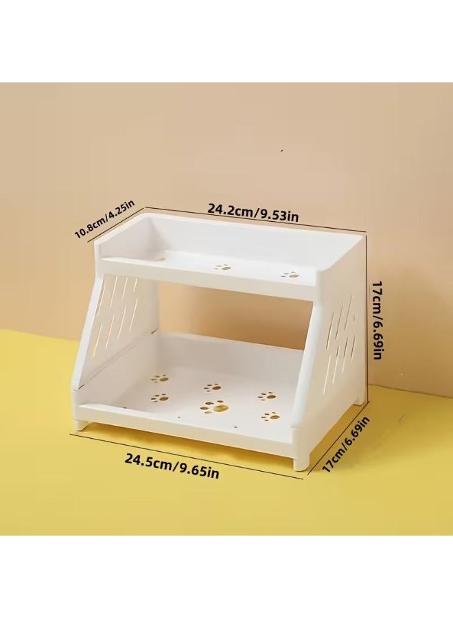 Two-tier plastic desktop organizer – a versatile storage rack for cosmetics, kitchen, and bathroom, with a practical and stylish design. - Image 5