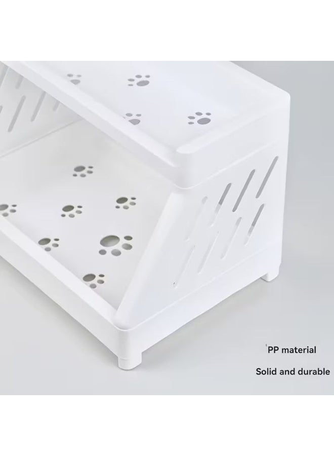 Two-tier plastic desktop organizer – a versatile storage rack for cosmetics, kitchen, and bathroom, with a practical and stylish design. - Image 2