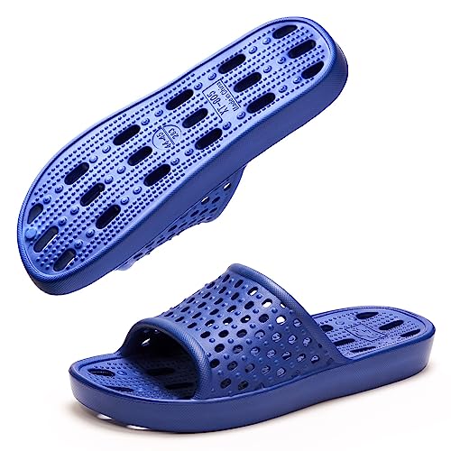 Xomiboe Shower Shoes Men Women Non Slip Bathroom House Slippers College Dorm Room Essentials for Girls Kids Shower Sandals Swimming Water Shoe (Blue,EU40-41) - Image 2