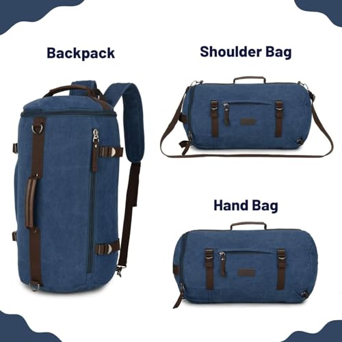 Handcuffs Travel Duffle Bag – Canvas Weekender Duffle & Day Pack 3-in-1 Water-Resistant Cabin Bag for Men & Women with Shoe Pocket & Adjustable Shoulder Strap (Blue Basics) - Image 3
