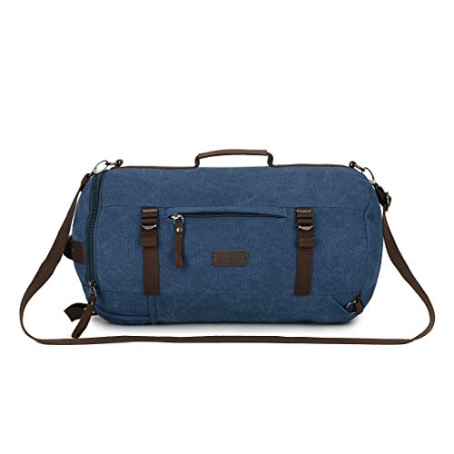Handcuffs Travel Duffle Bag – Canvas Weekender Duffle & Day Pack 3-in-1 Water-Resistant Cabin Bag for Men & Women with Shoe Pocket & Adjustable Shoulder Strap (Blue Basics) - Image 1