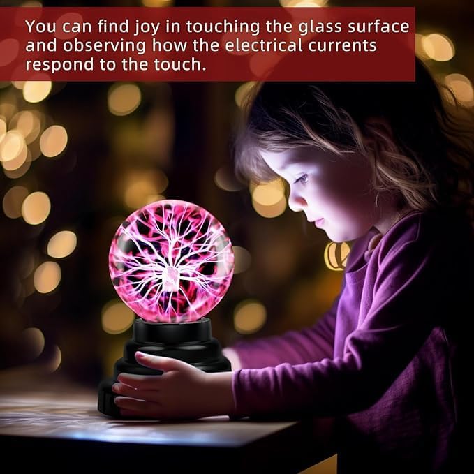 WROPZO Plasma Ball Light 3 Inch Electric Lightning Globe USB Powered Touch Sensitive - Image 3