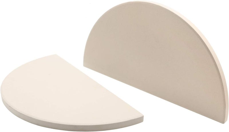 MixRBBQ BBQ Future 19.8 Inch Half-Moon Ceramic Heat Deflector Plates for Kamado Joe Big Joe I, II & III, 2-Pack, White - Image 1
