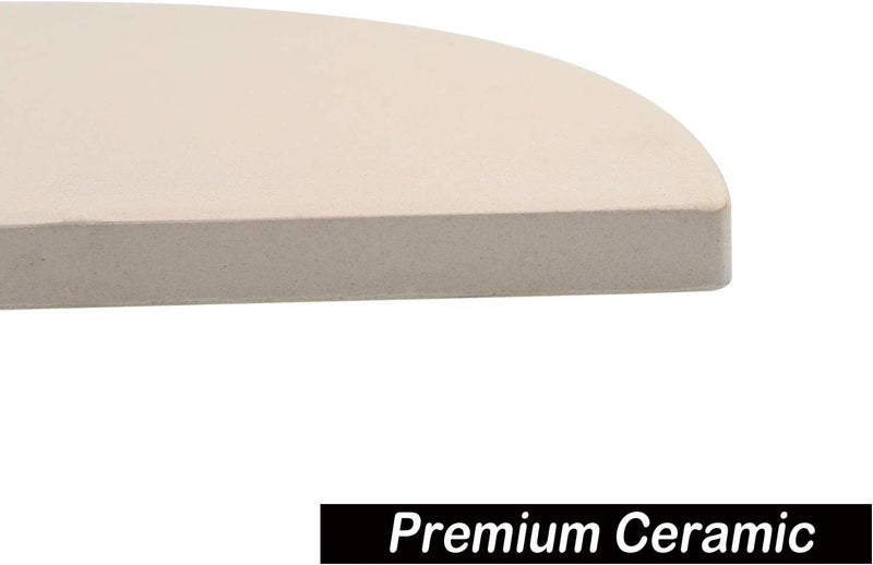 MixRBBQ BBQ Future 19.8 Inch Half-Moon Ceramic Heat Deflector Plates for Kamado Joe Big Joe I, II & III, 2-Pack, White - Image 4