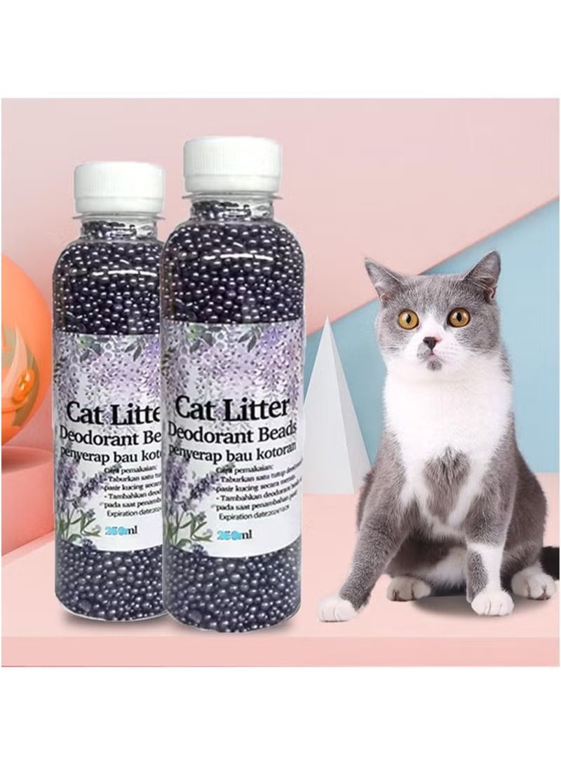 ايكانبو حبيبات مزيلة لرائحة فضلات القطط، رائحة منعشة، مزيلة لرائحة صندوق فضلات القطط، تحارب رائحة القطط، تحافظ على نظافة المنزل 250 مل (برائحة اللافندر) - Image 2