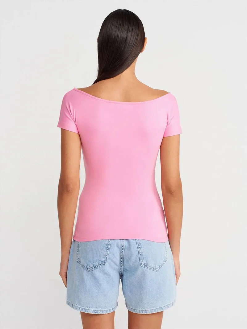 ديلفين Dilvin Women's Slim Fit Boat Neck T-Shirt