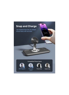 SYOSI Foldable 3 in 1 Wireless Charger, Metal Design, Charging Station Compatible with MagSafe, Fit for iPhone 14/13/12 Pro Max, Apple Watch and AirPods(Black)(1 Pack)  - Image 3
