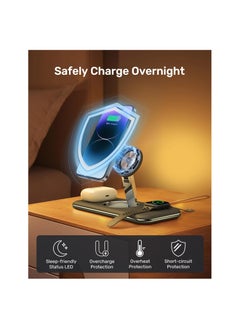 SYOSI Foldable 3 in 1 Wireless Charger, Metal Design, Charging Station Compatible with MagSafe, Fit for iPhone 14/13/12 Pro Max, Apple Watch and AirPods(Black)(1 Pack)  - Image 5