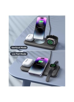 SYOSI Foldable 3 in 1 Wireless Charger, Metal Design, Charging Station Compatible with MagSafe, Fit for iPhone 14/13/12 Pro Max, Apple Watch and AirPods(Black)(1 Pack)  - Image 2