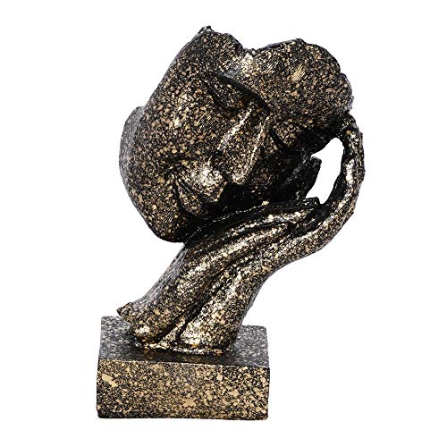 Webelkart Poly Resin Human Face Sculptures Showpieces Creative Traditional Idea with Modern Theme Abstract Design Art Figurines for Home Living Room Decorative Display (Black, Gold) - Image 5