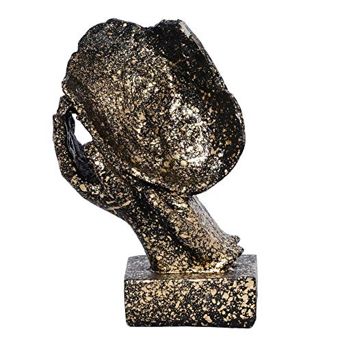 Webelkart Poly Resin Human Face Sculptures Showpieces Creative Traditional Idea with Modern Theme Abstract Design Art Figurines for Home Living Room Decorative Display (Black, Gold) - Image 4