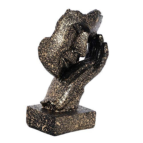 Webelkart Poly Resin Human Face Sculptures Showpieces Creative Traditional Idea with Modern Theme Abstract Design Art Figurines for Home Living Room Decorative Display (Black, Gold) - Image 2