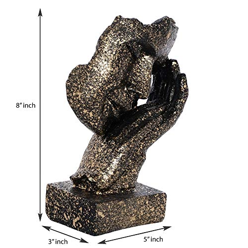 Webelkart Poly Resin Human Face Sculptures Showpieces Creative Traditional Idea with Modern Theme Abstract Design Art Figurines for Home Living Room Decorative Display (Black, Gold) - Image 3