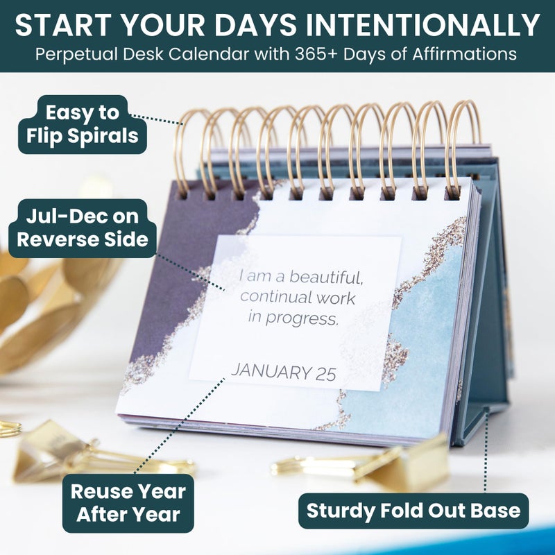 bloom daily planners Undated Perpetual Desk Easel/Inspirational Standing Flip Calendar - Motivational Page a Day - (5.25" x 5.5") - Positive Daily Affirmations - Image 2