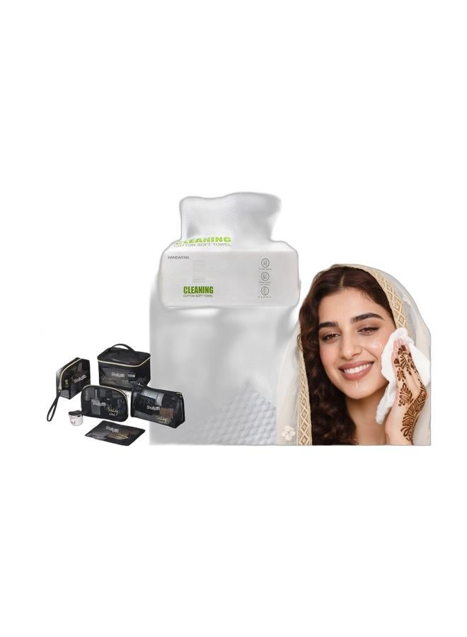 Daigiit Makeup Bag Set Cosmetic Bag Set Makeup and Toiletry Travel Bag Set Make up Bag Set 5PCS，Large Capacity, Mesh Transparent Easy Take&Clean, Multifunction Travel Handbag With Strap to Hang,Black & Disposable Cotton Face Towels 60-Pcs, Soft & Hypoallergenic Facial Cleansing Wipes, Gentle for Makeup Removal, Baby Care, Sensitive Skin, Eco-Friendly & Biodegradable, 200gBundle - Image 1