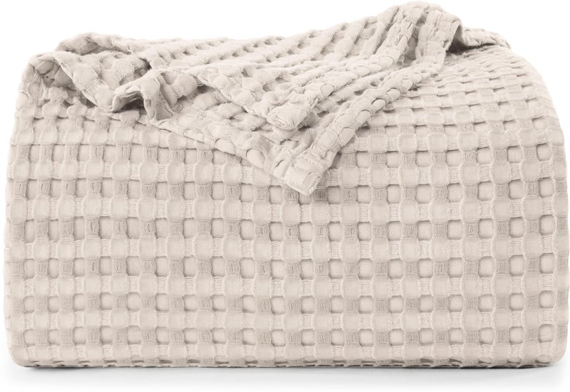 Utopia Bedding Khaki 100 Cotton Waffle Blanket 300 GSM King  90x108 Inch Soft Lightweight Breathable Bed Blanket for All Season