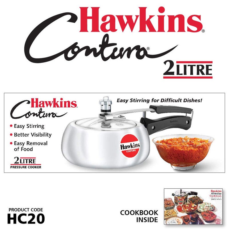 Hawkins Contura 2L Aluminium Inner Lid Pressure Cooker (Silver) - Image 2