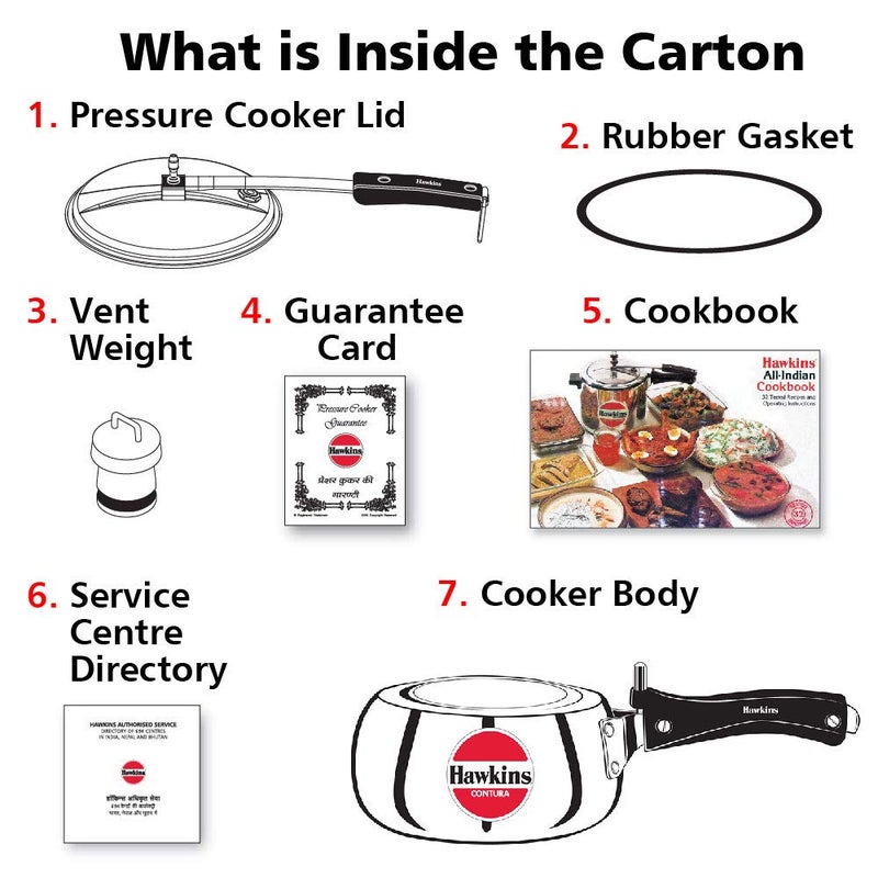 Hawkins Contura 2L Aluminium Inner Lid Pressure Cooker (Silver) - Image 5