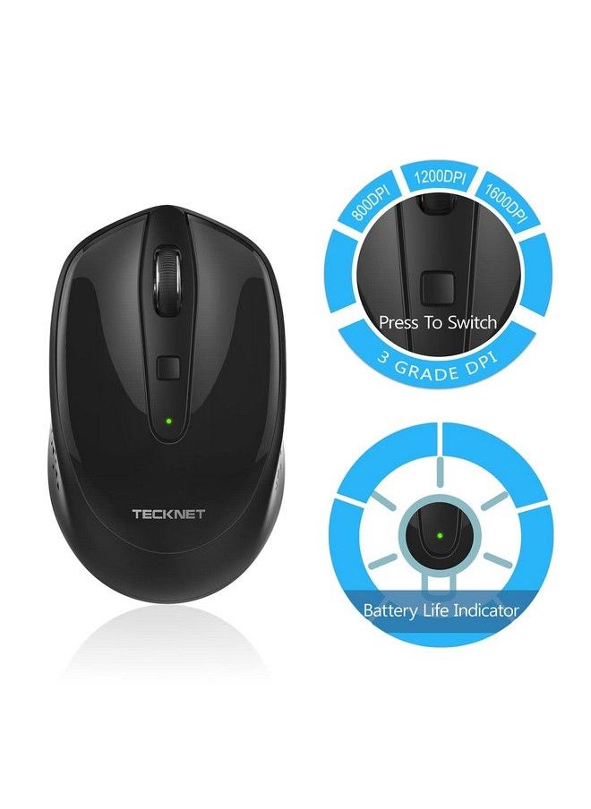 Mini Wireless Mouse 2.4Ghz Small Computer Mouse With Usb Receiver 3 Adjustable Dpi Portable Mouse For Kids Aa Battery Powered Travel Mouse For Laptop Pc Mac Chromebookblack