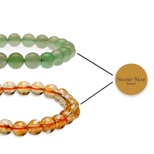GEMSMANTRA Natural Green Aventurine & Citrine Stretchable Combo Crystal Bracelet | Lab Certified 8mm Round Cut Beads | Unisex Healing Bracelet for Men & Women | Promotes Luck, Abundance & Prosperity - Image 4